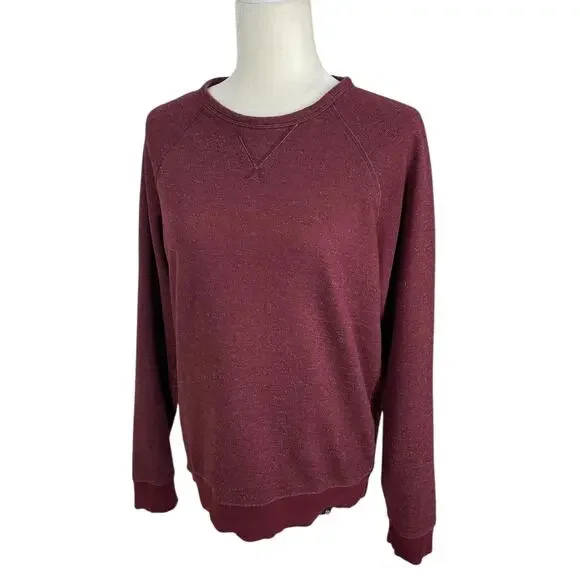 Pact Organic Raglan Crewneck French Terry Sweatshirt Maroon Men's Sz Med Classic - Picture 2 of 10